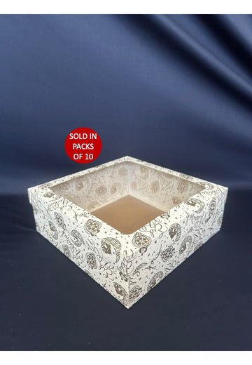 Bento Cake Box (White) 250x250x90mm (Gold Eid Radiance) (Pack of 10)