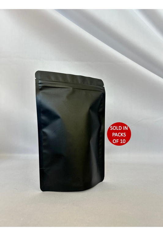 Stand Up Mylar Bag (Black) 15x22cm (Pack of 10)