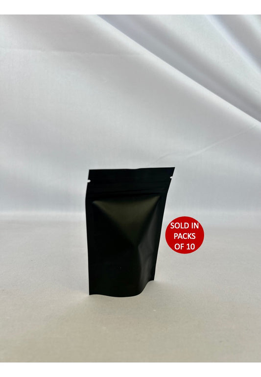 Stand Up Mylar Bag (Black) 8x12cm (Pack of 10)