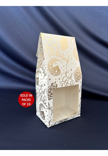 White Coffee Box with Window (Gold Eid Radiance) (Pack of 10)