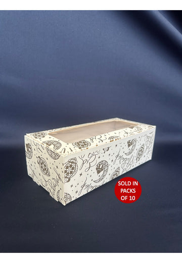 Donut Window Box (White) 220x96x70mm (Gold Eid Radiance) (Pack of 10)