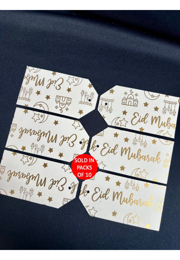 Rectangular Gift Tags (White) (Gold Eid Mubarak)