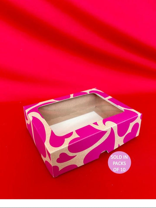 Kraft Biscuit Box with Window (Pink Whirlwind Love) (Pack of 10)