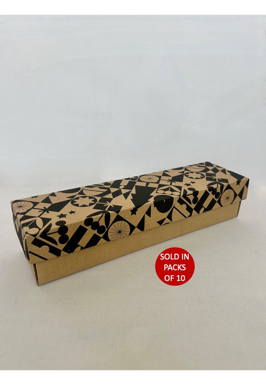 Wine Bottle Gift Box (Black Geometric Jingle) (Pack of 10)