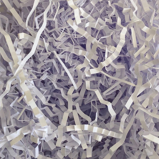 White crinkle shredded paper box filler 100 gram packet