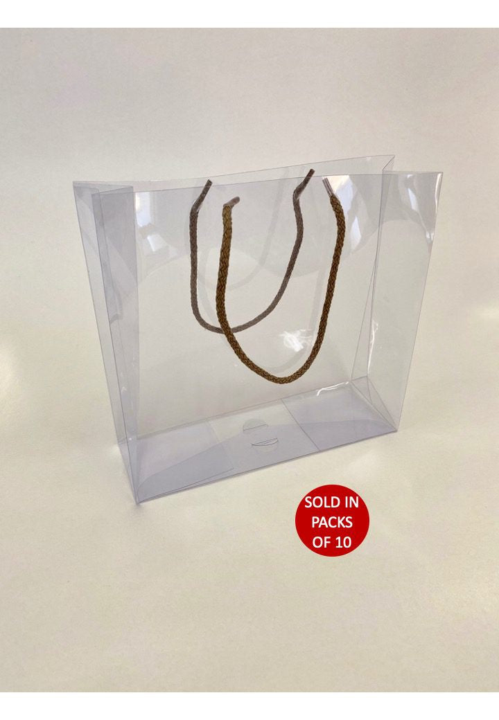 PVC gift bag with beige handles