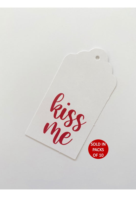 Kiss Me Tag (Red on White)