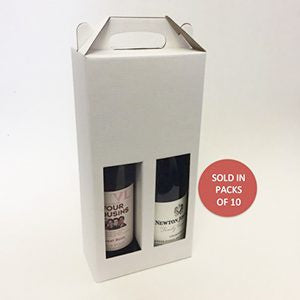 White 2 Bottle Wine Box With Handle