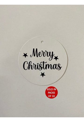 Merry Christmas Round Tag (White)