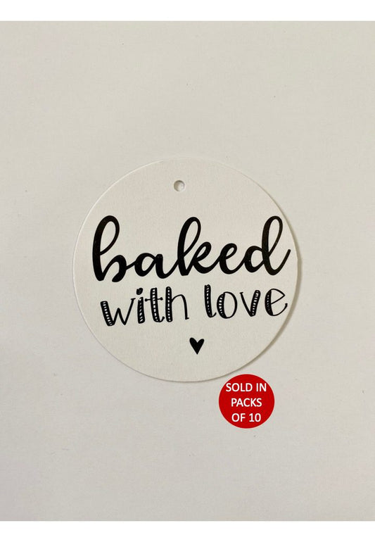 Baked With Love Round Tag (White)