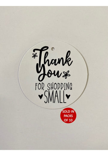 Thank You For Shopping Small Round Tag (White)